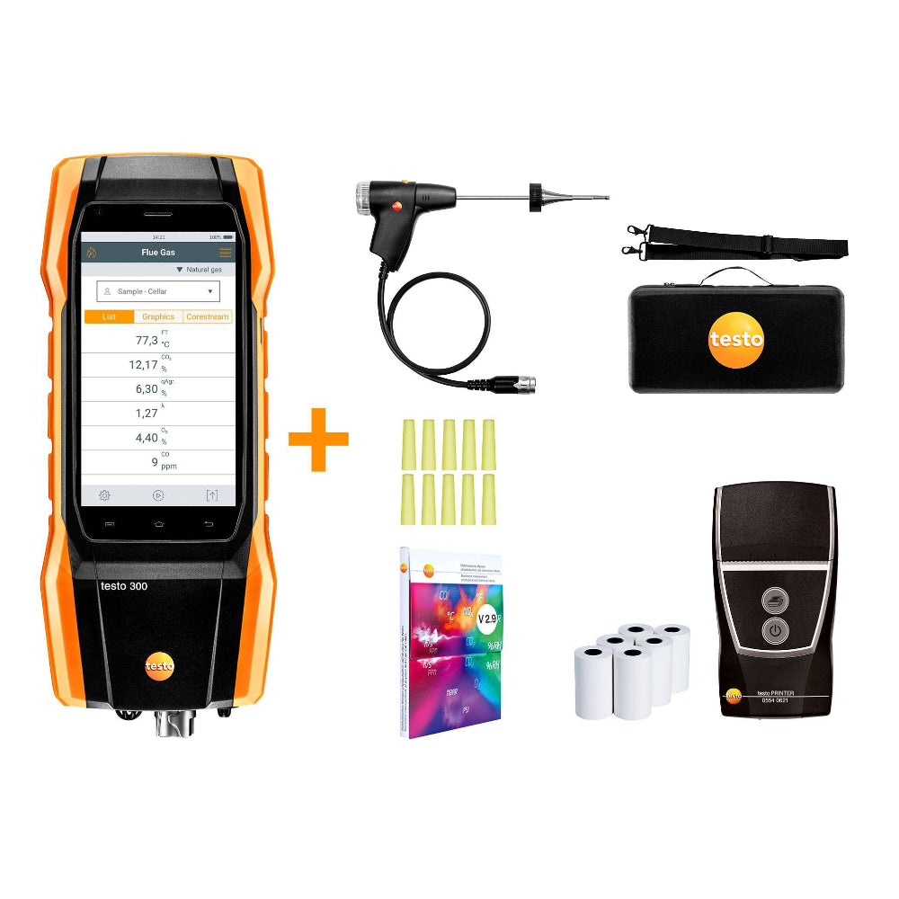 Testo 300 kit 1 - Analizzatore di combustione (O2, CO fino a 4.000 ppm)